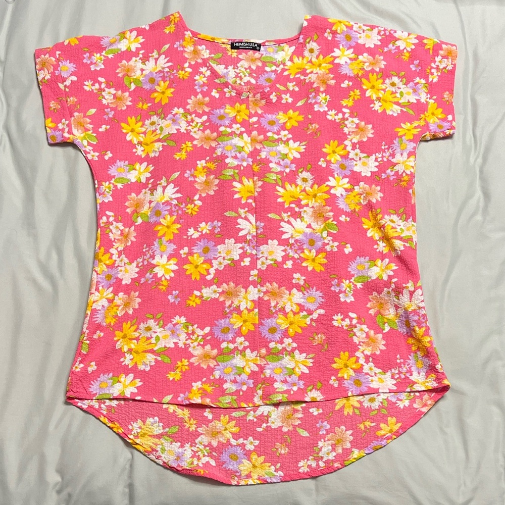 (NWOT) Pink Floral Blouse